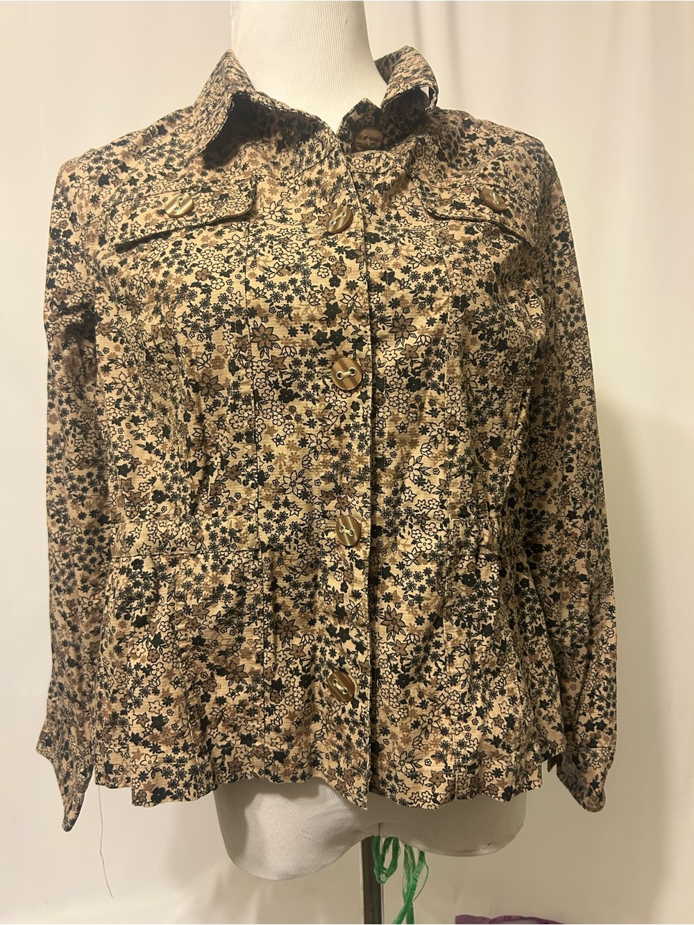 Vintage Y2K Floral Utility Jacket - Brown Multi
